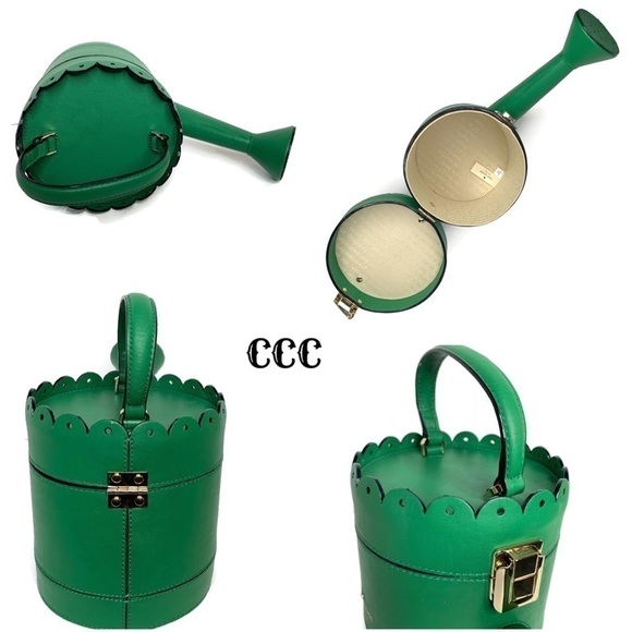 Kate Spade Rare Watering Can Green Flower Pot Bag - Picture 7 of 8